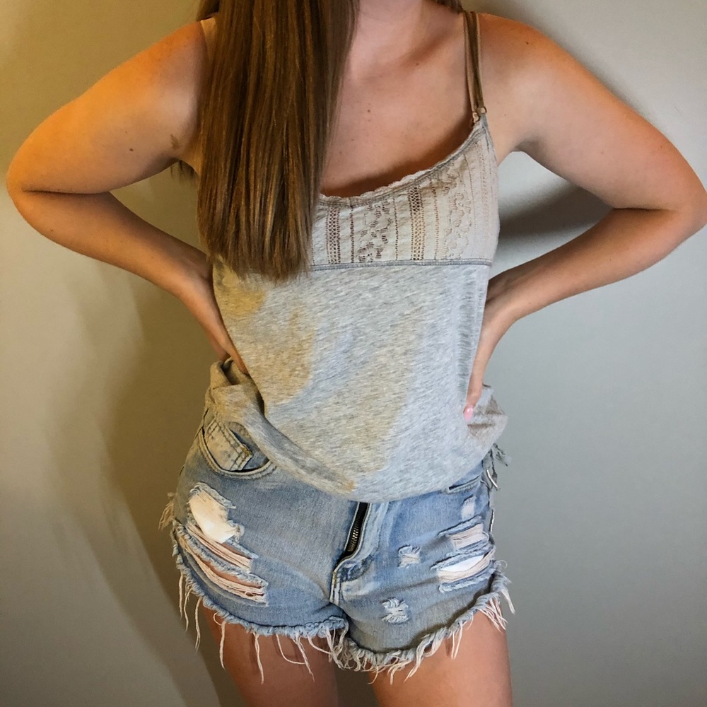 Light Gray Tank with Lacey Top